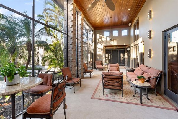Interior, Living room, Recessed Lighting, Sun Room, Wooden Ceilings