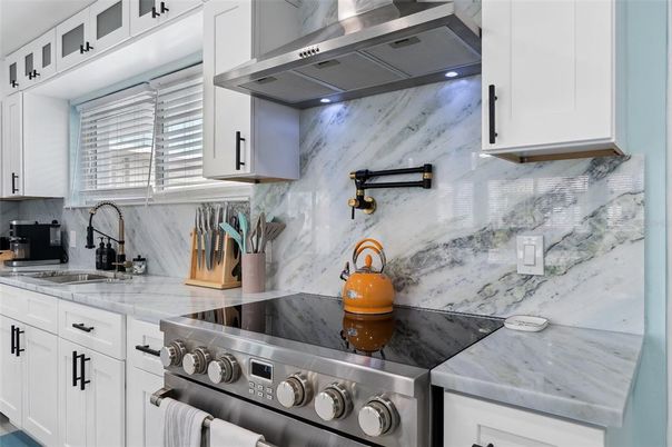 Interior, Kitchen, Marble Walls, Stainless Steel Appliances