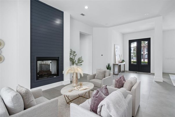 Fireplace, Interior, Living room, Recessed Lighting