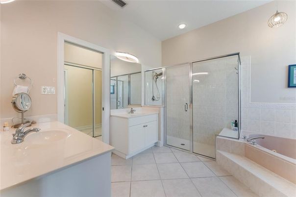 Bathroom, Dual Sink Vanities, Glass Shower, Interior, Recessed Lighting