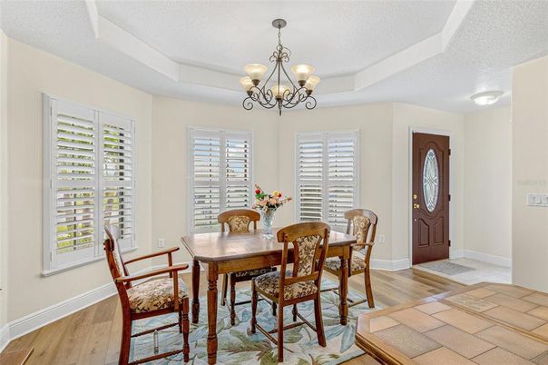 Chandelier, Dining room, Interior, Wood Texture Flooring