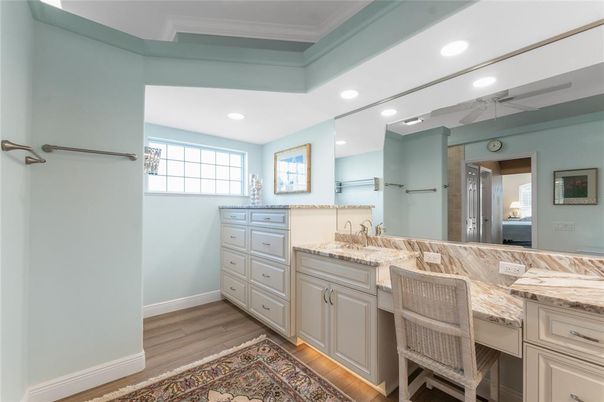 Bathroom, Interior, Recessed Lighting, Wood Texture Flooring