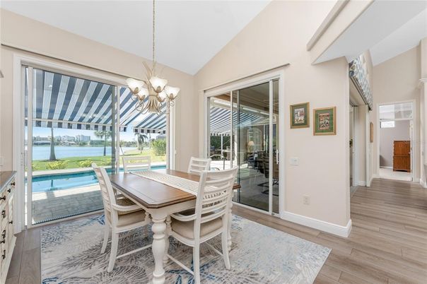 Chandelier, Dining room, Interior, Water, Wood Texture Flooring