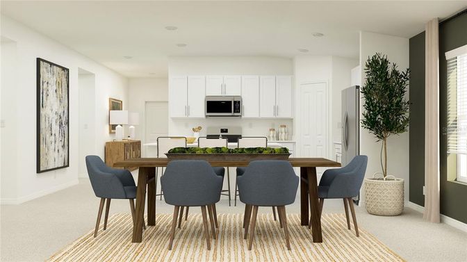 Dining room, Interior, Kitchen, Recessed Lighting