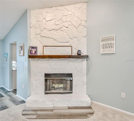 Fireplace, Interior, Marble Walls, Wood Texture Flooring