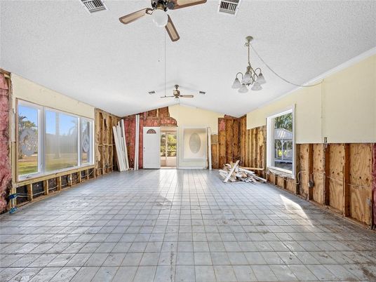 Chandelier, Empty room, Interior, Wooden Walls