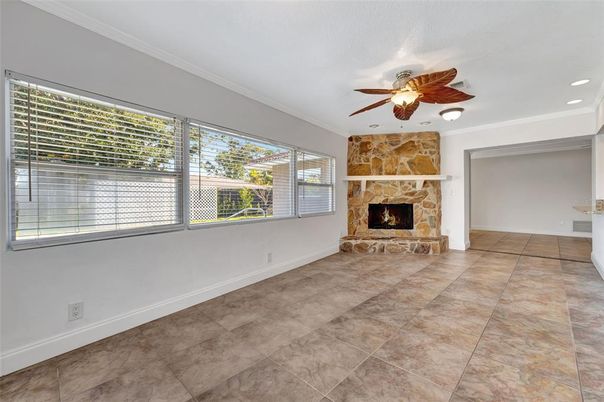 Empty room, Fireplace, Interior, Recessed Lighting