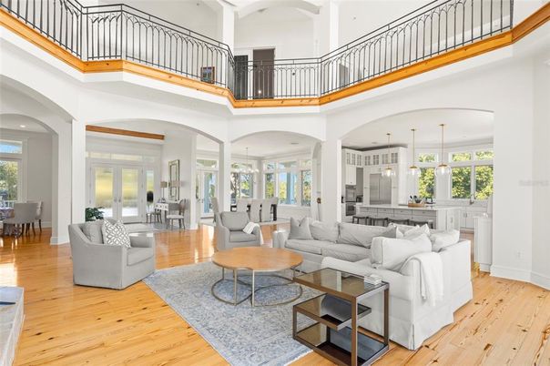 Dining room, Interior, Living room, Pendant Lights, Wood Texture Flooring