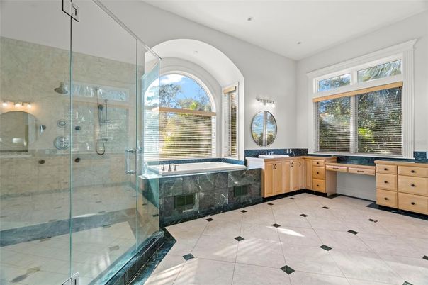 Bathroom, Glass Shower, Interior, Recessed Lighting