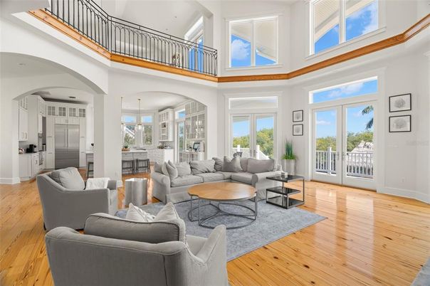Interior, Living room, Pendant Lights, Wood Texture Flooring