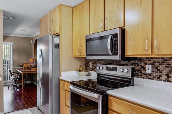 Interior, Kitchen, Stainless Steel Appliances, Wood Texture Flooring