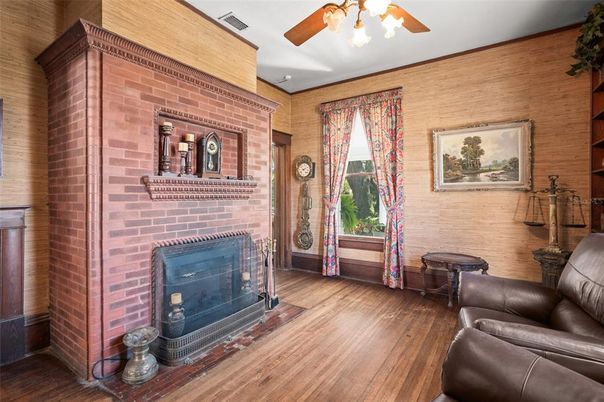 Fireplace, Interior, Stone Walls, Wood Texture Flooring, Wooden Walls