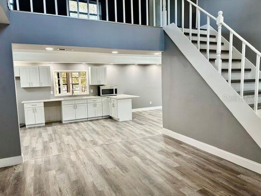 Interior, Kitchen, Recessed Lighting, Wood Texture Flooring