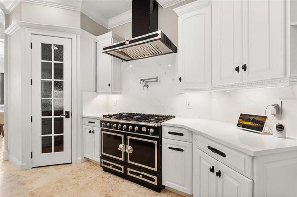 Interior, Kitchen, Marble Walls, Stainless Steel Appliances
