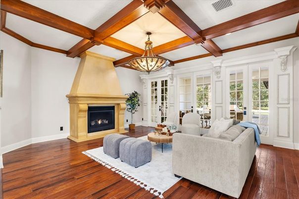 Fireplace, Interior, Living room, Wooden Beams, Wood Texture Flooring