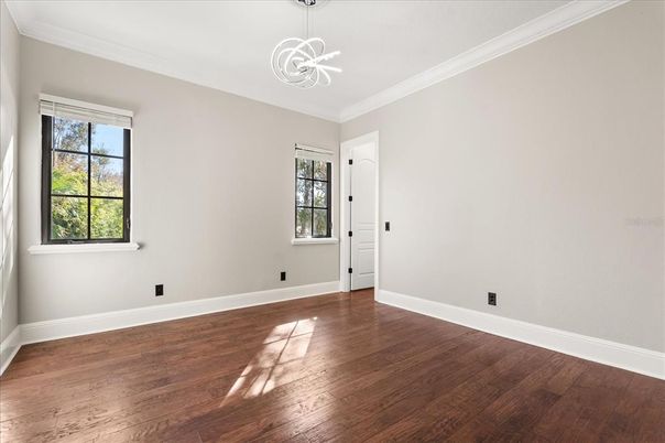Empty room, Interior, Pendant Lights, Wood Texture Flooring