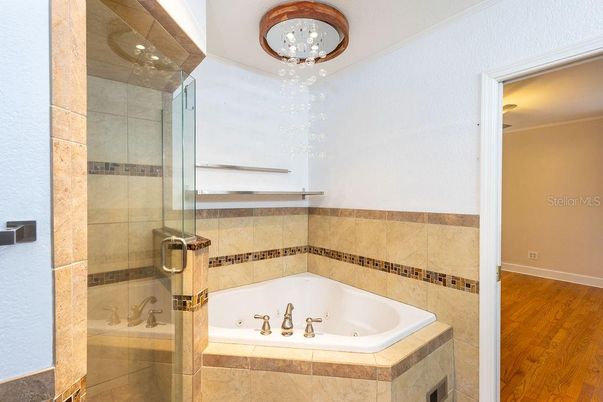 Bathroom, Glass Shower, Interior, Wood Texture Flooring