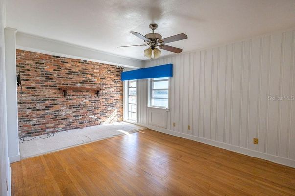 Empty room, Interior, Stone Walls, Wood Texture Flooring