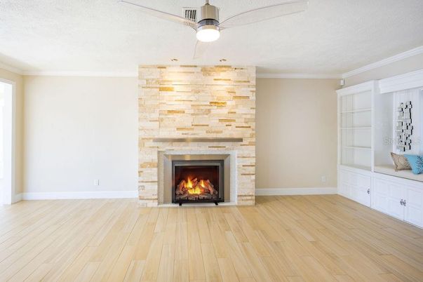 Empty room, Fireplace, Interior, Wood Texture Flooring