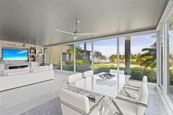 Dining room, Fireplace, Interior, Living room, Sun Room