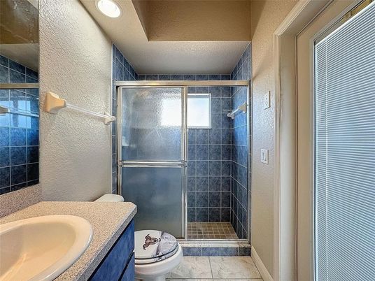 Bathroom, Glass Shower, Interior, Recessed Lighting