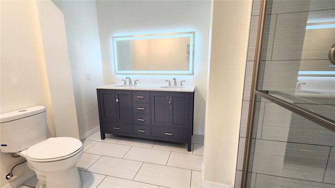 Bathroom, Dual Sink Vanities, Glass Shower, Interior