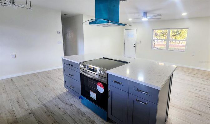 Interior, Kitchen, Recessed Lighting, Wood Texture Flooring