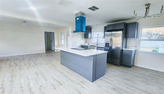 Interior, Kitchen, Stainless Steel Appliances, Wood Texture Flooring