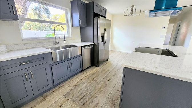 Interior, Kitchen, Stainless Steel Appliances, Wood Texture Flooring