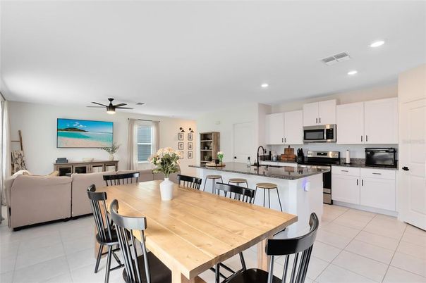Dining room, Interior, Kitchen, Living room, Recessed Lighting