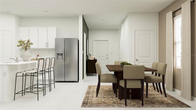 Dining room, Interior, Kitchen, Recessed Lighting