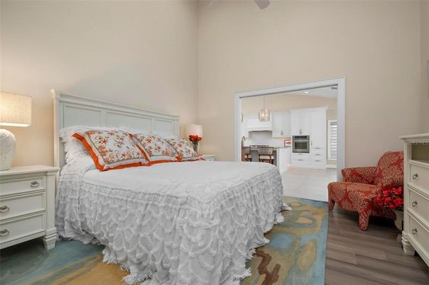 Bedroom, Interior, Kitchen, Pendant Lights, Wood Texture Flooring