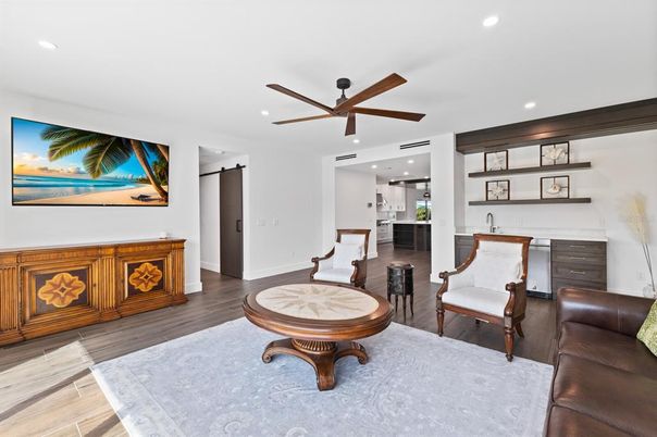 Home Office, Interior, Kitchen, Recessed Lighting, Wood Texture Flooring