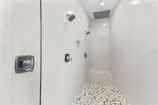Bathroom, Glass Shower, Interior, Recessed Lighting