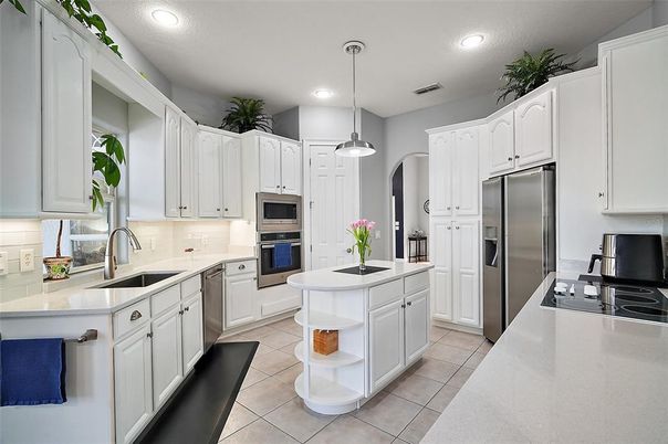 Interior, Kitchen, Pendant Lights, Recessed Lighting, Stainless Steel Appliances