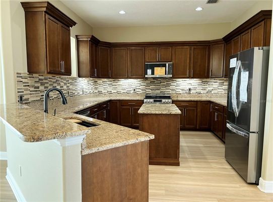 Interior, Kitchen, Recessed Lighting, Wood Texture Flooring