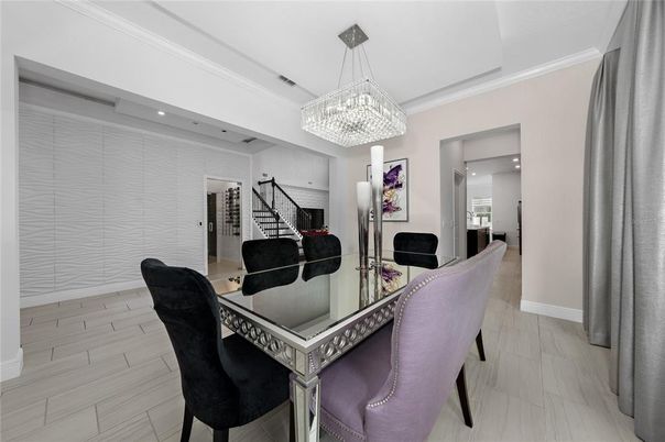 Chandelier, Dining room, Interior, Recessed Lighting
