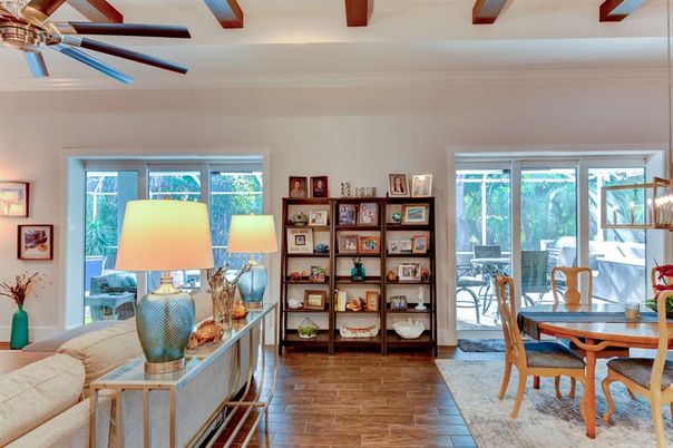 Dining room, Interior, Wooden Beams, Wood Texture Flooring