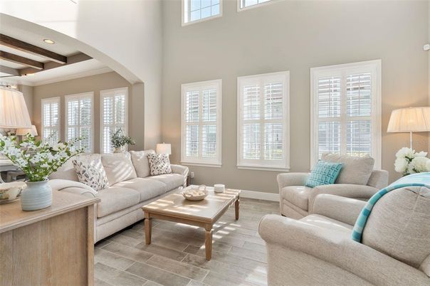 Interior, Living room, Recessed Lighting, Wooden Beams, Wood Texture Flooring