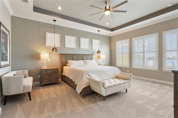 Bedroom, Interior, Pendant Lights, Recessed Lighting