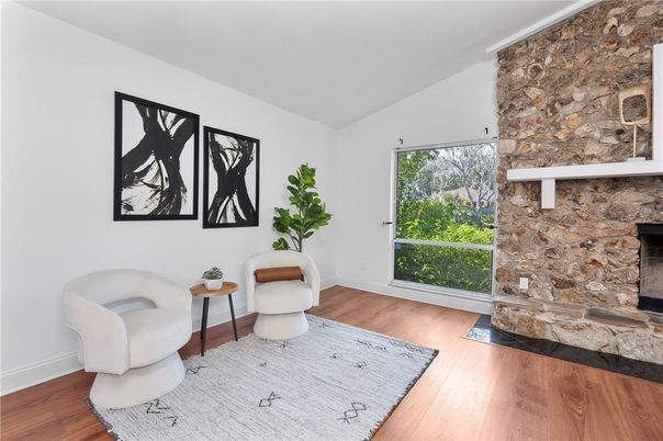 Fireplace, Interior, Stone Walls, Wood Texture Flooring