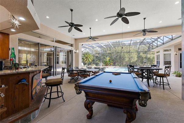Billiard Table, Dining room, Game Room, Glass Ceilings, Interior, Recessed Lighting, Sun Room