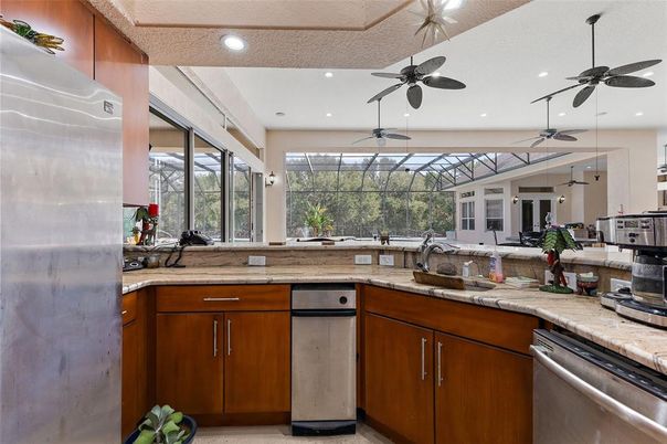 Interior, Kitchen, Recessed Lighting, Stainless Steel Appliances, Sun Room