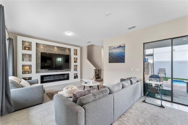 Fireplace, Interior, Living room, Recessed Lighting