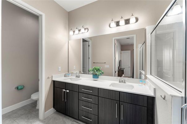 Bathroom, Dual Sink Vanities, Glass Shower, Interior