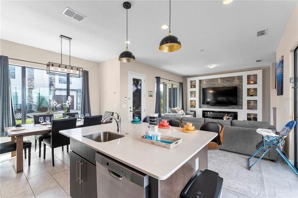 Dining room, Interior, Kitchen, Living room, Pendant Lights, Recessed Lighting
