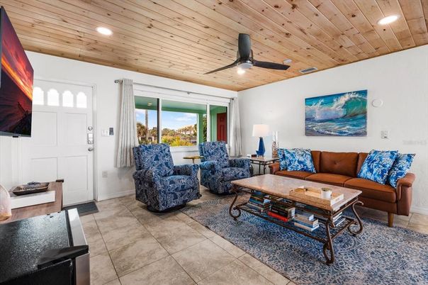 Interior, Living room, Recessed Lighting, Wooden Ceilings
