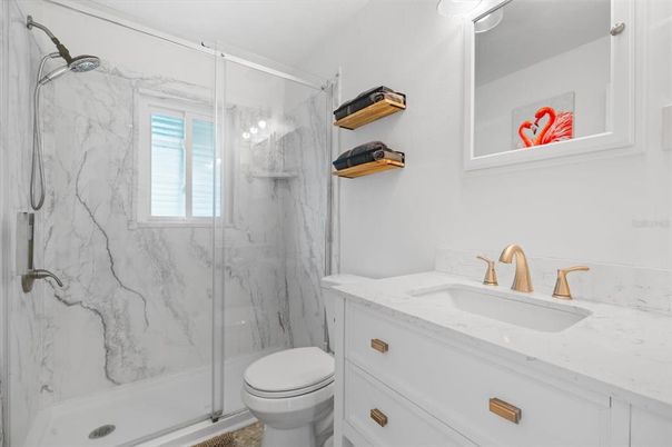 Bathroom, Glass Shower, Interior, Marble Walls