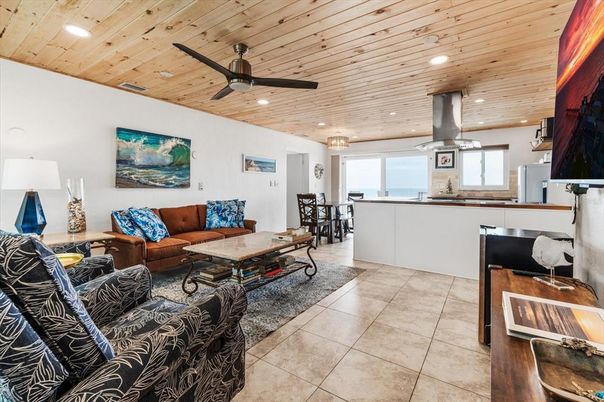 Dining room, Interior, Kitchen, Living room, Recessed Lighting, Wooden Ceilings