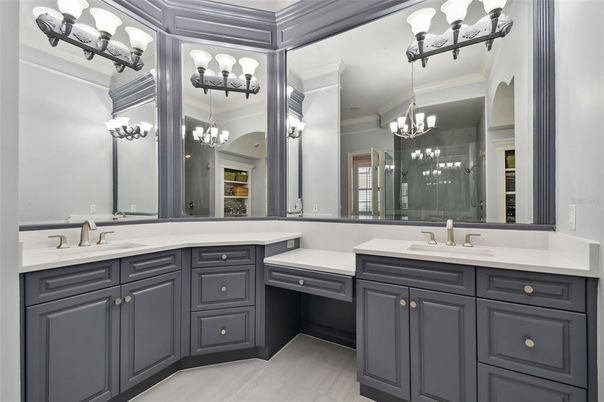 Bathroom, Dual Sink Vanities, Interior, Pendant Lights